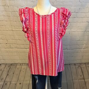 Pink Ruffle Sleeve Top